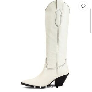 TORAL OFF-WHITE LEATHER KNEE-HIGH COWBOY BOOTS